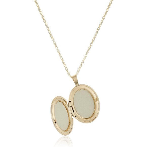 Amazon.com: Amazon Essentials 14k Gold-Filled Polished Oval  Men\'s Gold Filled Polished Oval Pendant Diamond Locket Necklace